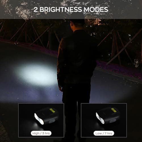 XLENTGEN 2 Pack Rechargeable Clip On Hat Light, Motion Sensor LED Cap Light, 90° Adjustable Waterproof Hands-Free Flashlight for Fishing Camping Running - Thumbnail 4