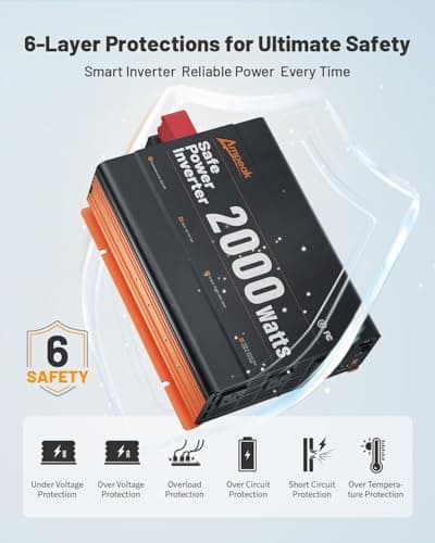 Ampeak 2000W Power Inverter, Inverter 12V to 110V Modified Sine Wave, High Conversion Efficiency 89%, 30W PD 18W USB, 3 AC Outlets for Camping - Thumbnail 5
