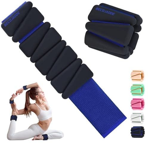 BECOJADDE Ankle Weights Set of 2 (1 lb Each) Wrist Weights for Women Men Adjustable Arm & Leg Weighted Bangles Wristbands for Home Pilates, Walking, Yoga, Workout, Pool Exercise Black Blue - Image 1