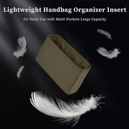 Women's Purse Organizer Insert - Satin & Lightweight Fabric with Inside Pockets, Portable for Commute, Travel, Shopping, and Evening, Multicolor Options, Fits for Kelly Danse(Etoupe grey,Danse22) - Thumbnail 4