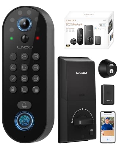 Smart Video Door Lock with 2K Doorbell Camera, Fingerprint & Keypad Keyless Entry, WiFi Deadbolt with PIR Motion Detection & Real-Time Package Alerts, App & Voice Control (Alexa & Google)