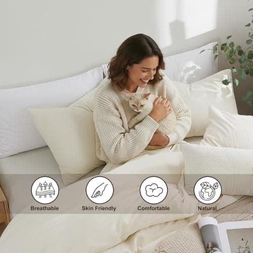 Oli Oli Anderson Duvet Cover Twin Size - 2 Pieces Washed Cotton Linen Duvet Cover Set - Soft Breathable Bedding Set with Zipper Closure for All Seasons, Comforter Not Included - Natural Linen, Twin - Thumbnail 2