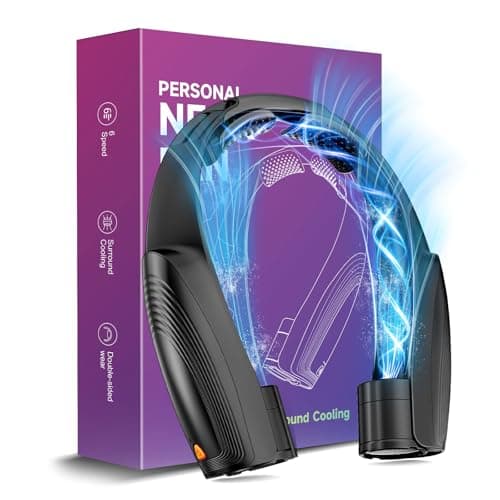 Portable Neck Fan with 6 Powerful Speeds, 8000mAh Battery Operated USB-C Rechargeable Fan, 20H Runtime, Hands-Free 360° Cooling Personal Wearable Neck Fan, Gift for Women Men Travel Concerts(Black) - Image 1