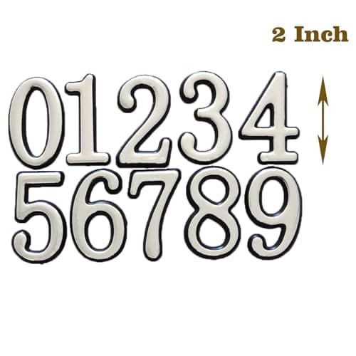Mailbox Numbers for Outside, MONNCHA House Numbers for Mailbox 3D Self Adhesive mailbox Numbers 2 Inch Door Address Numbers Stickers for Mailbox, Apartment, House, Trash Bins - Silver - Thumbnail 4