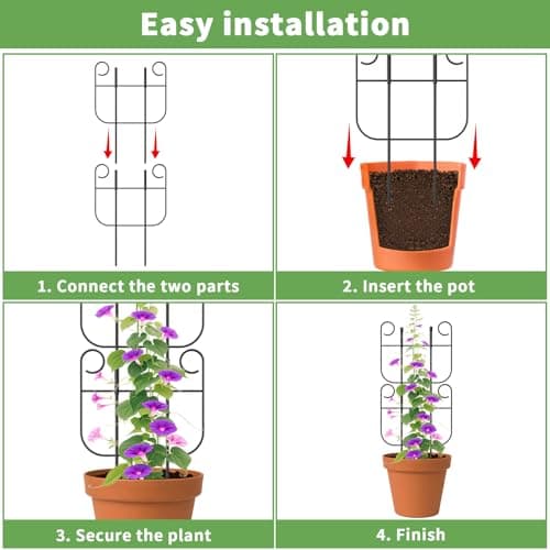 4 Pack Trellis for Climbing Plants Indoor, Expandable Small Metal Trellis for Potted Plants, Flowers Vine Ivy, Sturdy Houseplant Pothos Plant Climber Support - Thumbnail 3