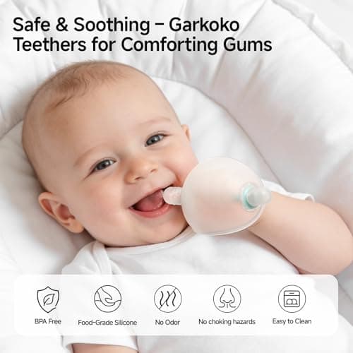 Garkoko Baby Teething Toys for 3–6 6-18 Months – Silicone BPA-Free No-Drop Wrist Teether, Baby Teether Toy for Teething Relief - Thumbnail 4
