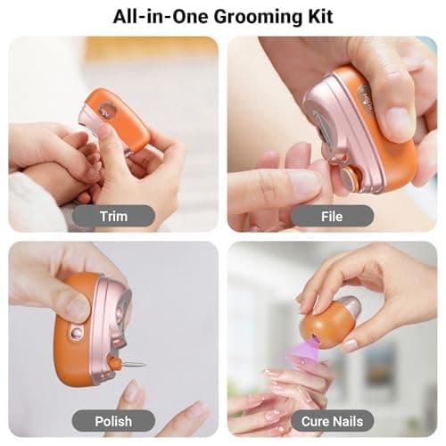 4-in-1 Electric Nail Clipper with LED Light – Quiet Rechargeable Nail Grooming Kit, Grinder & Polisher, 2 Speed, Nail Debris Collector, Portable Gift Set - Thumbnail 2