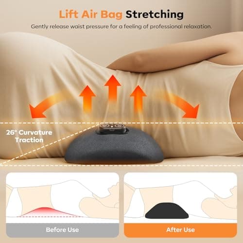 Triple Fusion Back Massager, 3-in-1 Rechargeable Cordless Lumbar Pillow with Heat, Vibration & Gentle Traction, Electric Lower Back Massager for Chair, Sofa, Bed, Home & Office Use - Thumbnail 3