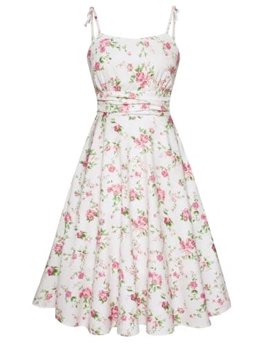 Belle Poque 2026 Summer Casual Pink Flora Cocktail Dresses Sweatheart Neck Sleeveless Flowy Swing Sundresses XX-Large