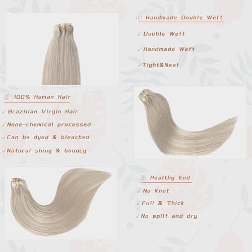 Clip in Hair Extension 70g Straight Hair 14Inch,OiMiGO Human Hair Extensions White 5pcs Clip Ins Hair Extension 10A Unprocessed Remy Hair Extensions with Clips(14 Inch, ice white) - Thumbnail 2