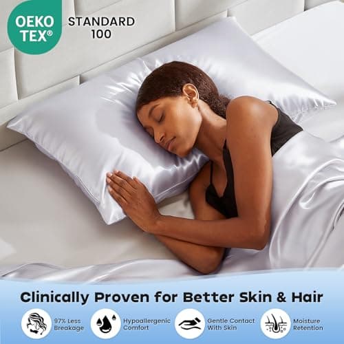 Silver Infused Pillowcases – Cooling Pillow Cases with Silk, Softness Breathable Temperature-Regulating Pillow Cover, Odor Control Freshness Sleep for Hot Sleepers - 2 Pack, SilverGrey Queen 20"x30” - Thumbnail 3