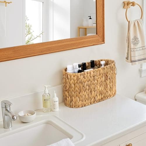 StorageWorks Toilet Paper Storage, Toilet Paper Storage Holder for 6 Regular Rolls, Wicker Basket for Bathroom, Natural Water Hyacinth - Thumbnail 6