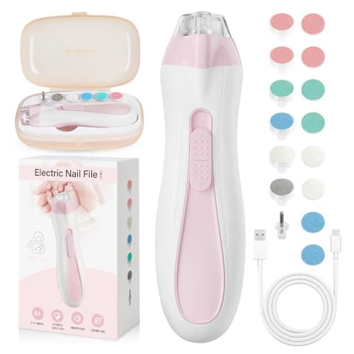 Prolixity Baby Nail Trimmer Electric, 15 in 1 Baby Nail Clippers for Gentle Nail Care, Rechargeable Baby Nail File Electric with Light &15 Grinding Pads for Infant Toddler, Pink - Image 1