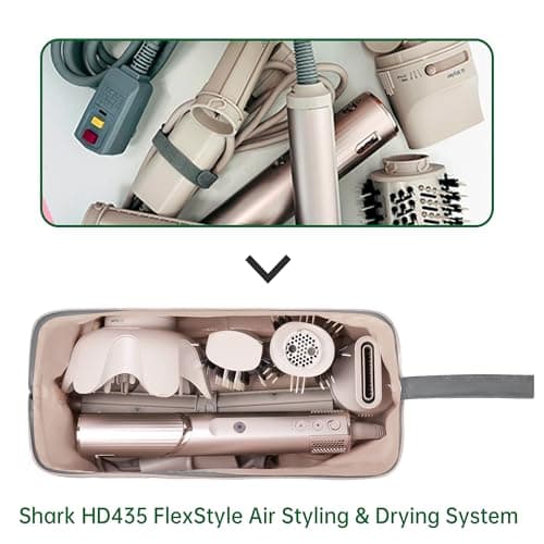 KarSyon Shark Flex Style Case for Dyson Airwrap Hair Dryer Brush Revlon Hair Tools Travel Bag Carrying Case Flat Curling Iron Organizer (Grey) - Thumbnail 6
