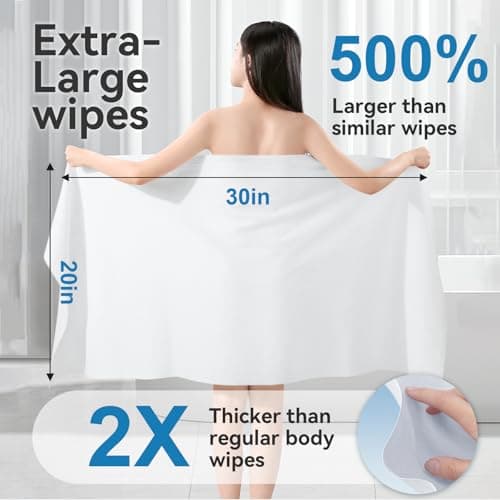 TIEJIANDAN Deodorizing Shower Wipes for Bathing No Rinse 【30 * 20 INCHES】10PC,Extra Thick Large Body Wipe for Travel Gym Bed Patient,Individual Packaging All Natural Wipes for Training Camping W003 - Thumbnail 2