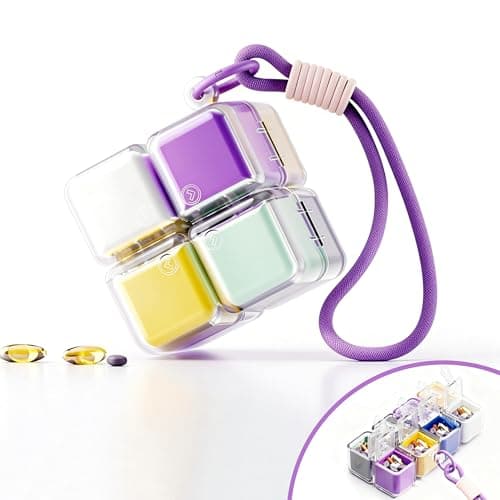 Fynvotriax Weekly Pill Organizer - Foldable Travel Pill Organizer Magic Cube - Large Daily Pill Case for Fish Oil, Medicine, Vitamins, Supplements, Sugar