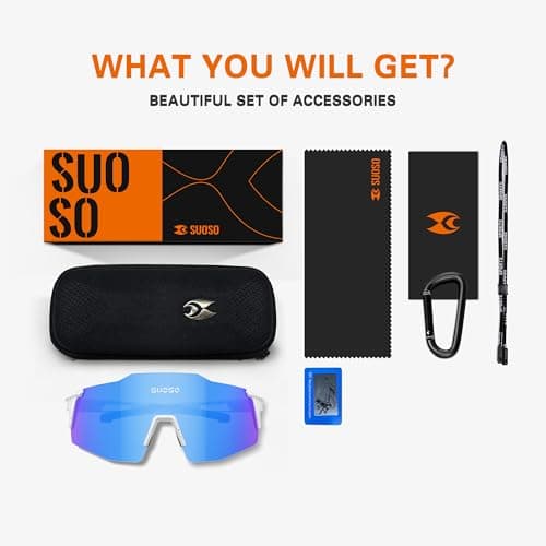 suoso Sports Cycling Sunglasses for Men: Lightweight UV Protection Polarized Sun Glasses for Youth Baseball Softball Running - Thumbnail 2