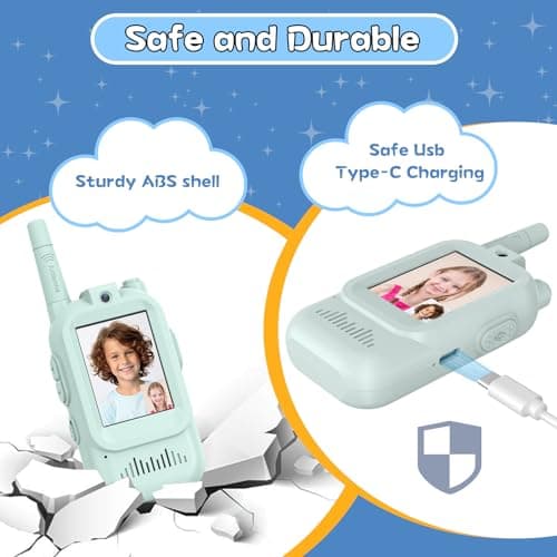 Walkie Talkies for Kids Pack of 2, Rechargeable Long Range Two Way Radios Toys for Boys Girls Age 3-5, Outdoor Adventure Camping Hiking, Birthday with Pink Blue Design - Thumbnail 4