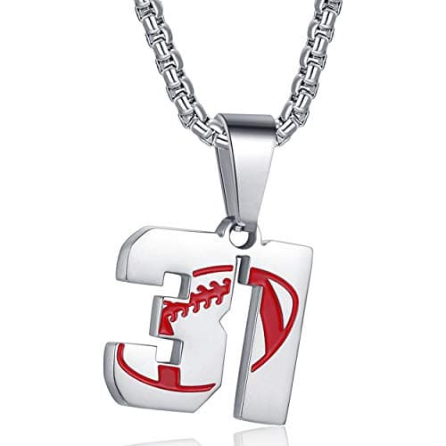 Rehoboth American Football Rugby Jersey Number 31 Pendant Necklace for Women Men 24 (22+2) Inch Adjustable Stainless Steel Chain - Image 1