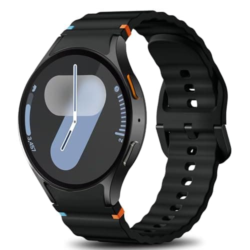 Ynitec Sport Bands Compatible with Samsung Galaxy Watch 7 6 5 4 Band 40mm 44mm Women Men - No Gap Soft Silicone Strap for Smart Watch S 7 6 5 4 FE, 20mm Wristbands for GalaxyWatch, Black - Image 1