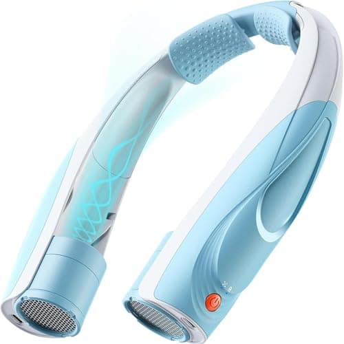 Tenvolti Portable Neck Fan - 6000mAh Rechargeable Personal Fan with 6 Speeds, 360° Cooling Surround Airflow, 20H Long Battery Life Hands-Free Wearable Fan for Outdoor Travel, Office, and Sports