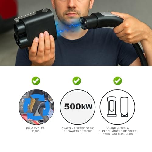 EVbase-ev NACS to CCS Adapter 500A 1000V fit for Supercharger Nacs to CCS1 Charger Adapter Compatible with Ford EVs, R1T/R1S, GM, Kia, Support V3/V4 DC Fast Charger Accessories - Thumbnail 3