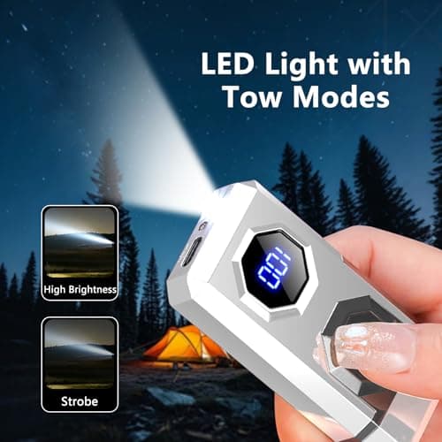 BABOBIU High-Power Arc Lighter - USB Rechargeable Windproof, Zinc Alloy Body with Battery & Ignition Display, Tactical EDC Gear for Home Use, Camping, Candle Lighting (Silver) - Thumbnail 3