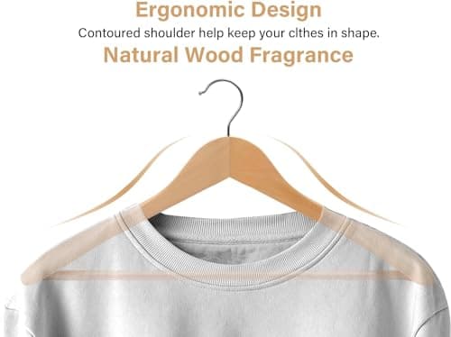 StorageWorks Wooden Hangers 10 Pack, Extra Wide Shoulder Wood Coat Hanger for Coats, Shirts, Jackets, Pants, Suits, Natural Wood Color - Thumbnail 6
