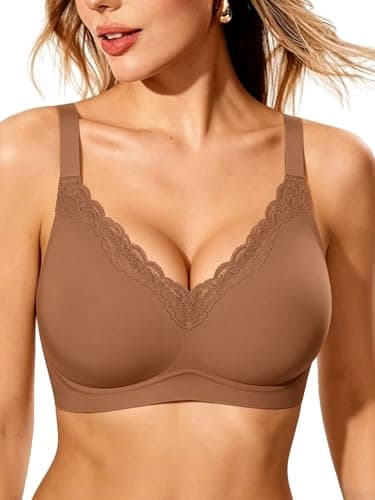 HORISUN Womens Wireless Bras Comfortable Push Up Bra No Underwire Bra Full Support Lift Bralette Everyday Seamless Tshirt Bras (Coffee 32D) - Image 1