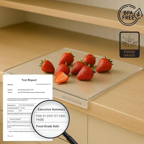 Acrylic Cutting Board with Counter Lip, Clear Cutting Boards for Countertop Protector, Non-Slip Cutting Board for Kitchen Counter, Aesthetic Kitchen Decor Gadgets House Warming Gifts(16.1"x12.5") - Thumbnail 4