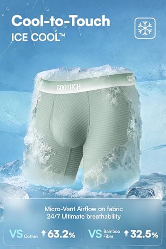 GOOTUCH Men's Breathable Cool Underwear, Moisture Wicking Odor Control Boxer Briefs, Stretch Seamless & Quick Dry(Black, Grey Blue, Dark Gray, Green,Medium) - Thumbnail 3