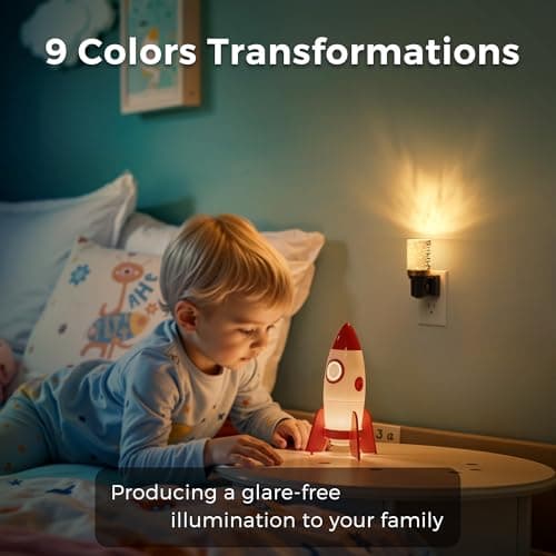 L LOHAS LED Night Light, 2 Pack Dimmable Night Lights Plug into Wall, Color Changing Nightlight RGB with Auto Light Sensor for Halloween, Christmas, Holiday, Hallway Bedroom Kids Room - Thumbnail 3