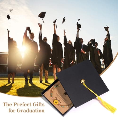 Boiveco Graduation Gifts 2026 for Her Him, Class of 2026 Graduation Bracelets with Unique Cap Gift Box, Inspirational Keepsake for Women Men Middle High School University College Graduates - Thumbnail 2