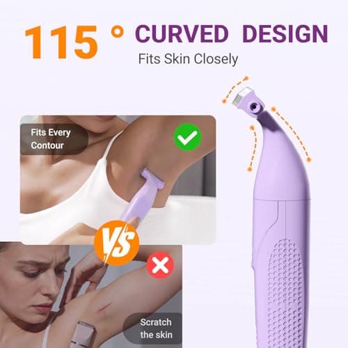 UNIMIKO Bikini Trimmer for Women, 3-in-1 Painless Womens Electric Razors & Pubic Hair Trimmer, Waterproof Womens Shaver with Ceramic Blades, USB Rechargeable Lady Groomer for Legs Underarm Face,Violet - Thumbnail 3
