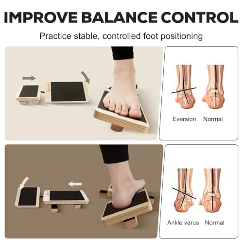 Single Leg Balance Board Wooden Foot Strengthener Trainer for Sprained Ankle and Achilles Tendon, Stability Training Plantar Fasciitis Relief, Stronger Ankles & Better Balance in 10 Minutes Daily - Thumbnail 2