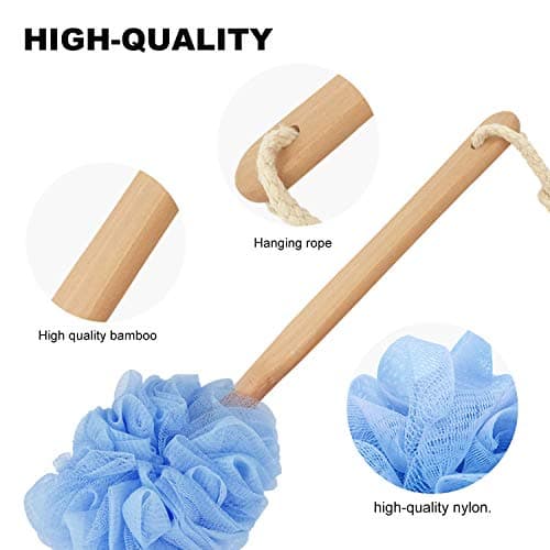 RASDDER Back Scrubber for Shower & Body, Long Handle Bath Brush with Loofah Sponge, Exfoliating Shower Brush for Men and Women - Thumbnail 3
