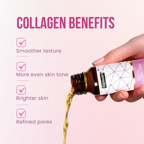 Sipnutri Sakura Collagen Drink - Gift for Mother - Marine Peptides Liquid Shot Hydrolyzed with Cherry Blossom & Mangosteen Extract, Supports Skin Hydration, Hair & Nail Health – 1.69 fl oz x10 - Thumbnail 5
