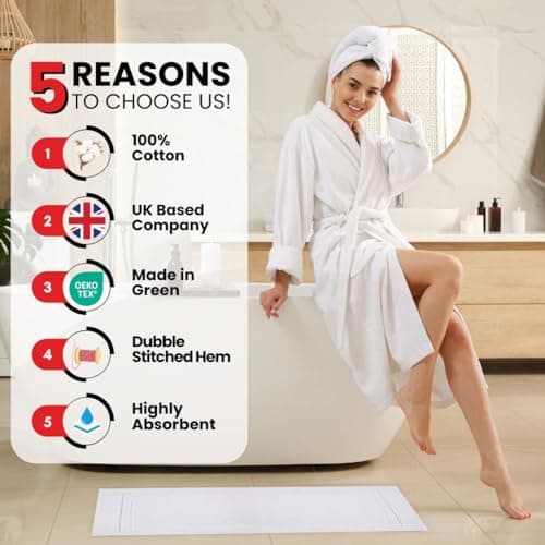 Infinitee Xclusives Premium Cotton Bath Mats for Bathroom – Pack of 2 | 34x22 Inches | Ultra Soft, Super Absorbent, Non-Slip, Machine Washable Mats (White) [Not a Rug] - Thumbnail 3