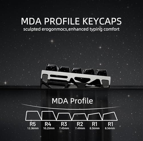 OHY XVX Starry Side-Printed Translucent Black Crystal MDA Profile Keycap Set (Sparkle Finish), 122-Keys Double Shot PC+ABS for MX Switches & ANSI Layout Mechanical Keyboards-Black - Thumbnail 2