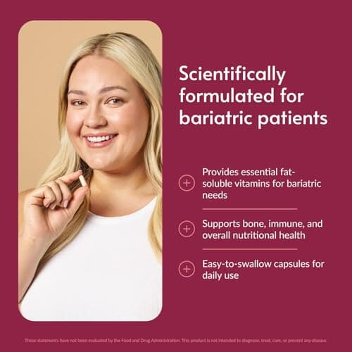 Bariatric Advantage High ADEK Multi - for Bariatric Surgery Patients - Multivitamin with Vitamins A, D, E, K & Trace Minerals - 100%+ DV of ADEK - 180 Capsules - Thumbnail 2