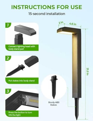 COXSENI Solar Pathway Lights Outdoor 8 Pack, 3 Color in 1 Bright Landscape Lighting with Cool/Warm/Daylight White Modes, Auto On/Off, IP65 Waterproof for Yard Garden Patio Walkway Sidewalk Lawn Decor - Thumbnail 6