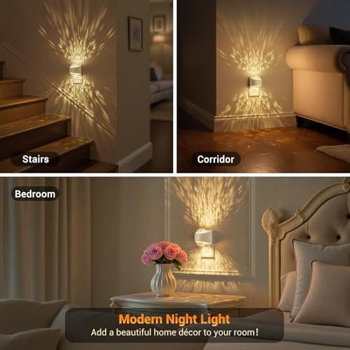 JandCase Night Lights Plug into Wall, 3000K Soft White Star Projector Night Light, Automatic Galaxy Nightlight Plug in with Light Sensor for Bathroom Hallway Room Decor - Thumbnail 6
