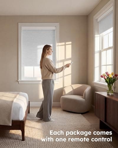 Tailorvibe Motorized Blinds with Remote, 100% Blackout Electric Blinds, Smart Shades for Alexa/Google/Homekit, Automatic Window Roller Shades for Bedroom(LumenGeo-Jacquard White, 36" W x 72" H) - Thumbnail 5