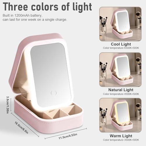 NYLGOXITK Personalized jewelry box with customized name and birth flower shape - Upgradable LED lights + mirror version - Designed specifically for women/girls/bridesmaids, suitable as a gift. - Thumbnail 5