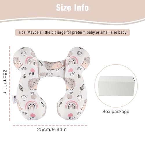 vocheer Baby Travel Pillow(Upgraded), Head and Neck Support Pillow for Pushchair, Car Seat,Stroller, Bouncer, Cotton, Hedgehog - Thumbnail 6