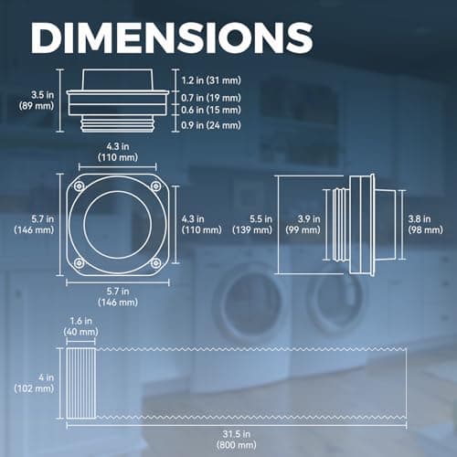 JEEVONY Magnetic Dryer Vent Coupling DV180 Airtight Seal Dryer Vent Connector Kit Easy to Clean Quick Connector Including a 2.6ft 4" Duct and two Clamps - Thumbnail 6