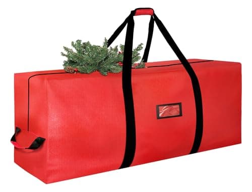 Christmas Tree Storage Bag, 9FT Large Christmas Tree Bag 600D with Reinforced Handles, Heavy Duty 9 Foot Tree Bags for Storage Waterproof Xmas Tree Box, Dual Zippers, Wide Opening, Red - Image 1