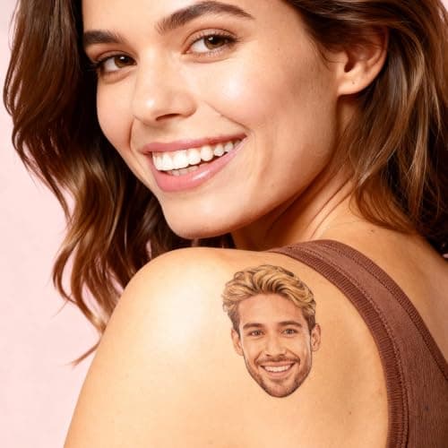 Custom Photo Temporary Tattoos for Mother's Day - Personalized Face Stickers for Parties - Set of 12 Skin-Safe Fun Face Decals for Birthdays, Events & Celebrations - Thumbnail 2