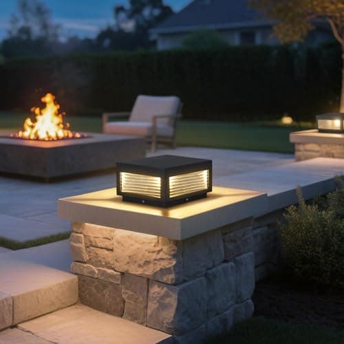 PAKEDANDUN Outdoor Post Lights, 9.84" Hard Wired Column Pillar Light Waterproof Modern Lamp Posts AC100-240V LED Square Lantern for Fence Driveway Patio Garden Backyard - Thumbnail 6