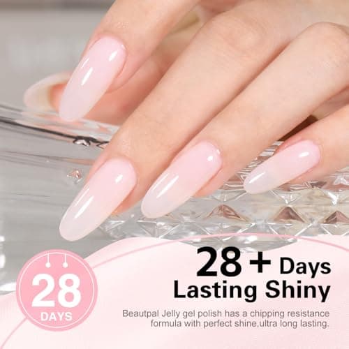 Larvall Beautpal Jelly Nude Pink Gel Nail Polish of 6 Colors Translucent Milky White Nude Sheer Gel Polish Kit for Salon Manicure and Nail Art DIY at Home 8ml - Thumbnail 3